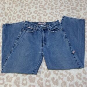 Raw Edge Carpenter Jeans Medium Wash Blue‎ Denim Utility Pants 30x32